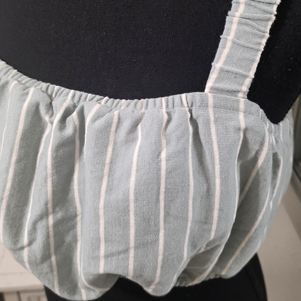 🆕️ Madewell Sage Striped Sleeveless Organic Cotton Crop Tank Top - Picture 4 of 10